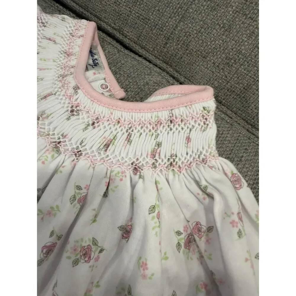 Magnolia Baby Smocked Bishop Style Long Sleeve Fleoal Romper 9 Months NWT $62